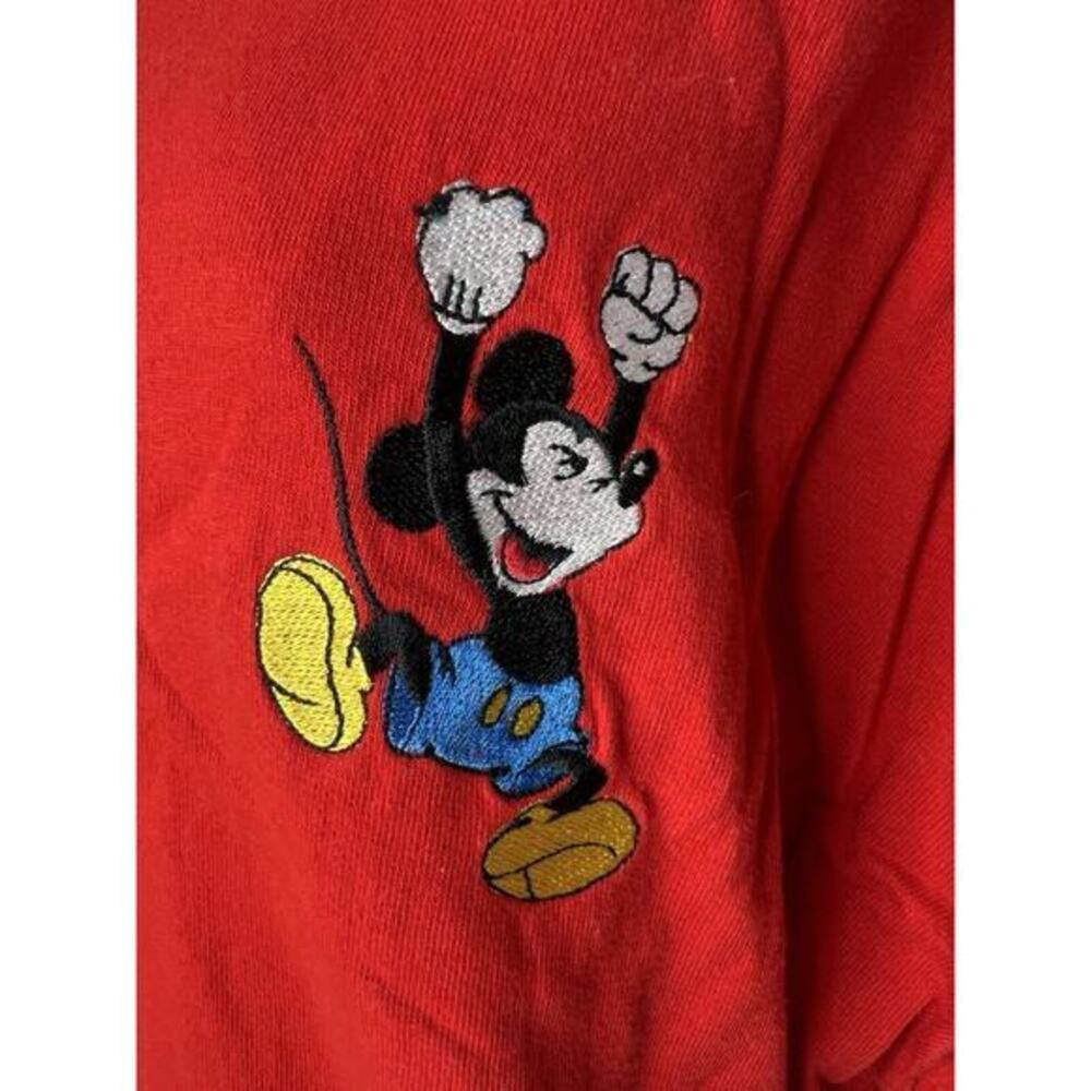 Vintage Mickey Mouse Embroidered Single Stitch Red T-Shirt Size 2x